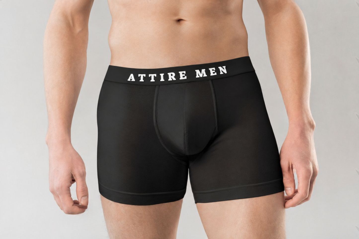 AttireMen™ Cotton-Lycra Blended Boxer Briefs for Men, Pack of 3: (Black, Grey & Charcoal)