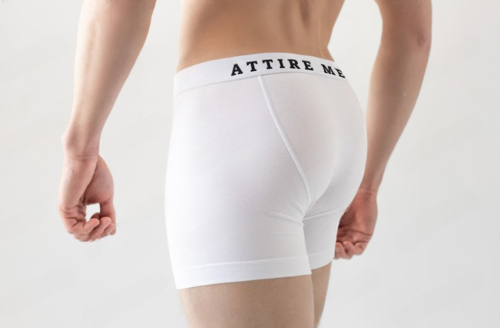 AttireMen™ Cotton-Lycra Blended Boxer Briefs for Men, White