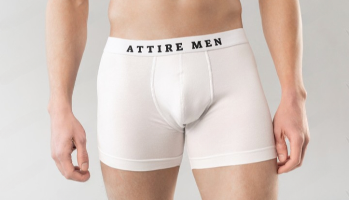 AttireMen™ Cotton-Lycra Blended Boxer Briefs for Men, White