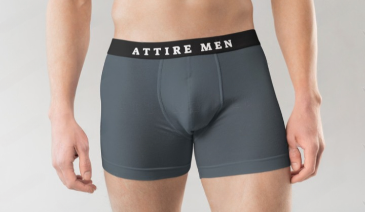 AttireMen™ Cotton-Lycra Blended Boxer Briefs for Men, Charcoal