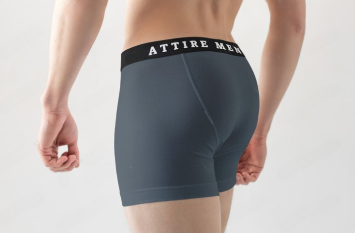 AttireMen™ Cotton-Lycra Blended Boxer Briefs for Men, Charcoal